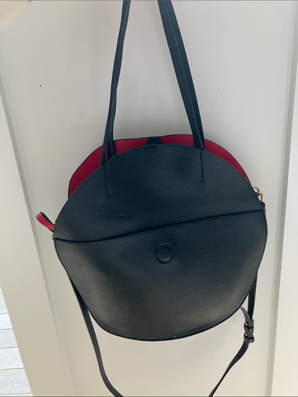 Black vegan leather purse with pouch